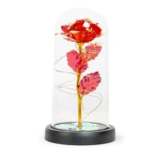 Beauty and the Beast Red Rose in Glass Dome Light-Up Gift 8" Sculpture