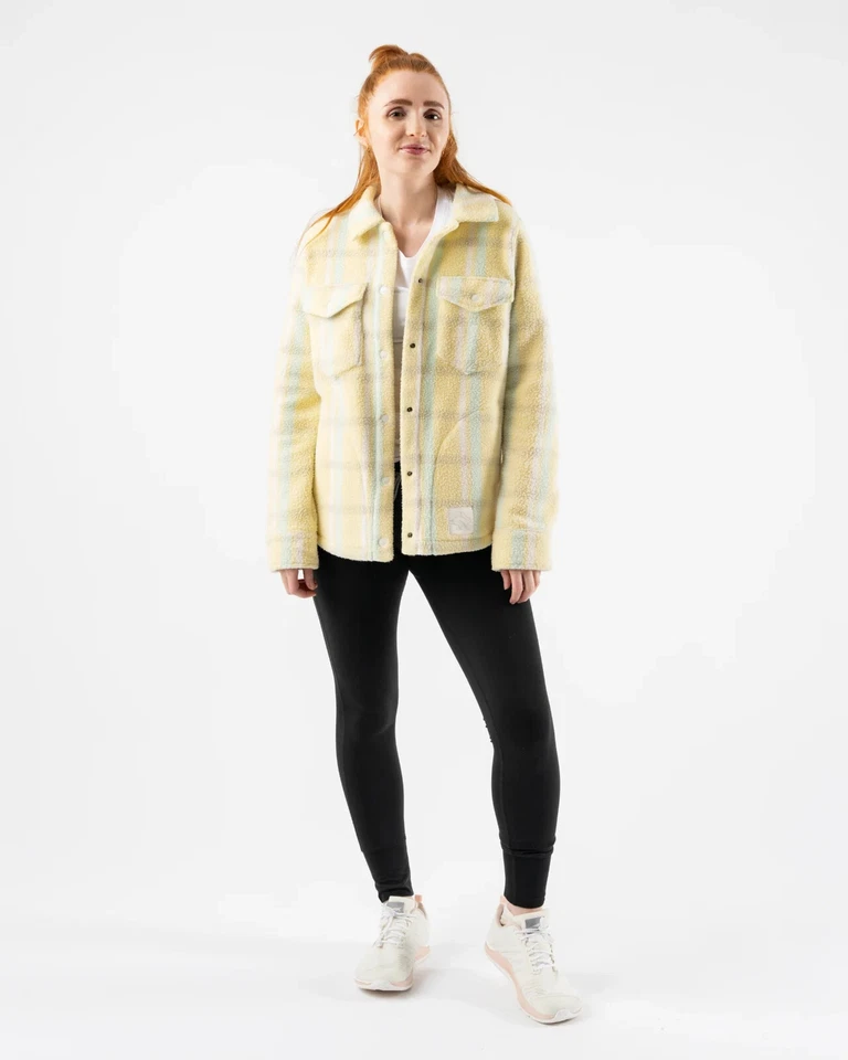 NWT Running Rabbit Fleece of Mind Pale Banana Plaid Shirt Jacket Size S - Image 4 of 4