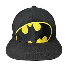 Batman Snapback Hat Black One Size Adjustable Embroidered Vented Holes 6 Panel