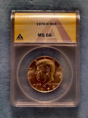 1970 D - 50C - MS66 - ANACS - TONED KENNEDY HALF DOLLAR #7673489 | eBay