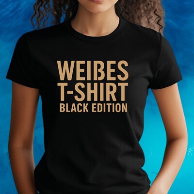 Women's T-Shirt White Tee Black Edition Motif Cotton Size S to 3XL