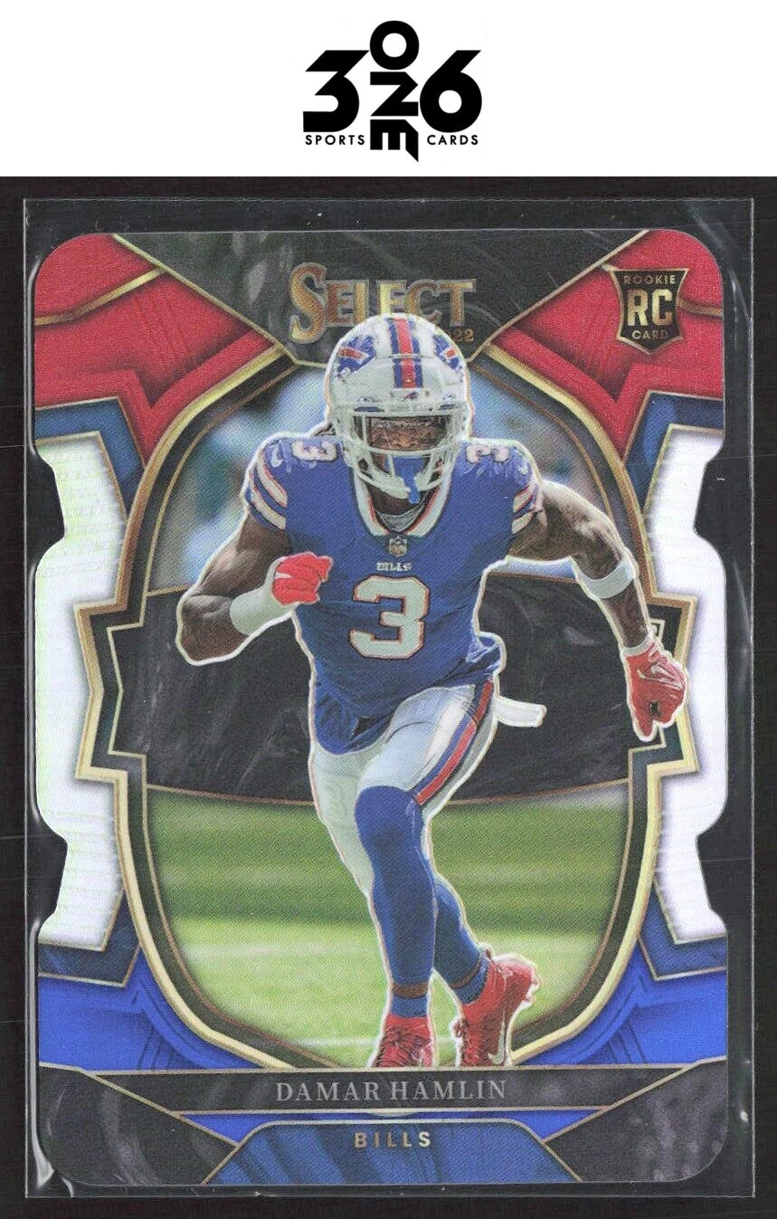 Damar Hamlin 2022 Panini Select Red and Blue Prizm Die Cut #100 RC