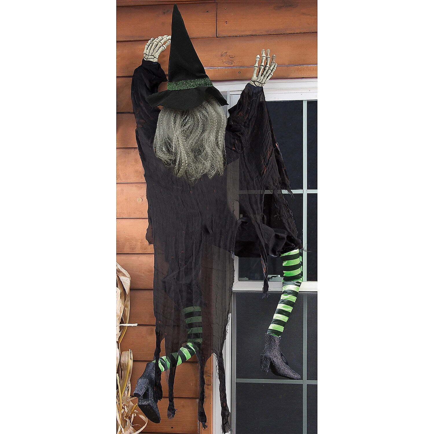 Halloween Climbing Witch 5ft Decoration Prop, Green Black
