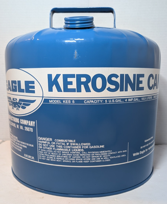 VINTAGE NOS EAGLE KEROSINE KES 5 STEEL ROUND VENTED 5 GALLON CAN