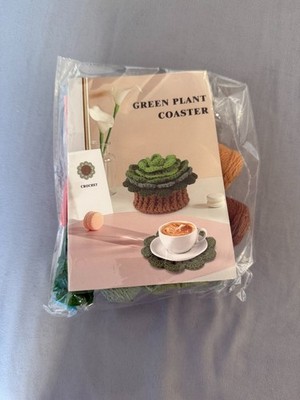 LUNARM Crochet Kit for Beginners, Crochet Start Kit Green Plant Coasters with...