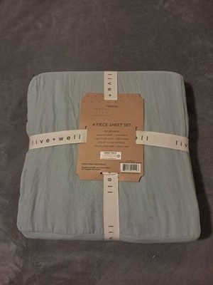 Live Well Twin XL Four Sheet Set 100% Polyester OEKO-TEX 100 Standar Desert Sage