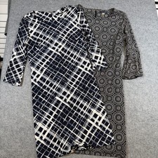 Tommy Hilfiger Dress Womens 4 Navy Geometric Print Bell Sleeve Shift Lot 2 Work