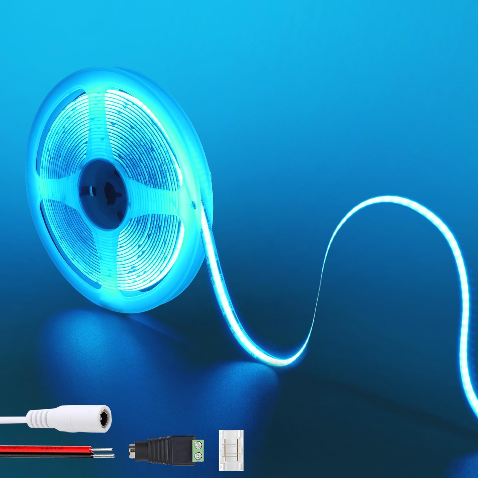 Bande LED COB bleu glace 3m pour ambiance gaming et decoration de salon moderne