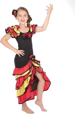 MÄDCHEN KINDER RUMBA TÄNZERIN SPANISCHER FLAMENCO BUCH TAG ALTER 4-6 JAHRE