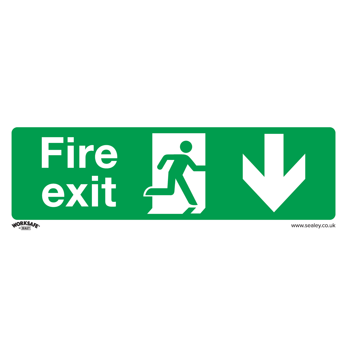Worksafe® Fire Exit (Down) Safety Sign - Self-Adhesive Vinyl