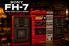 SONY FH-7   RAREST MODEL   Red Vintage Stereo Boombox Turntable System
