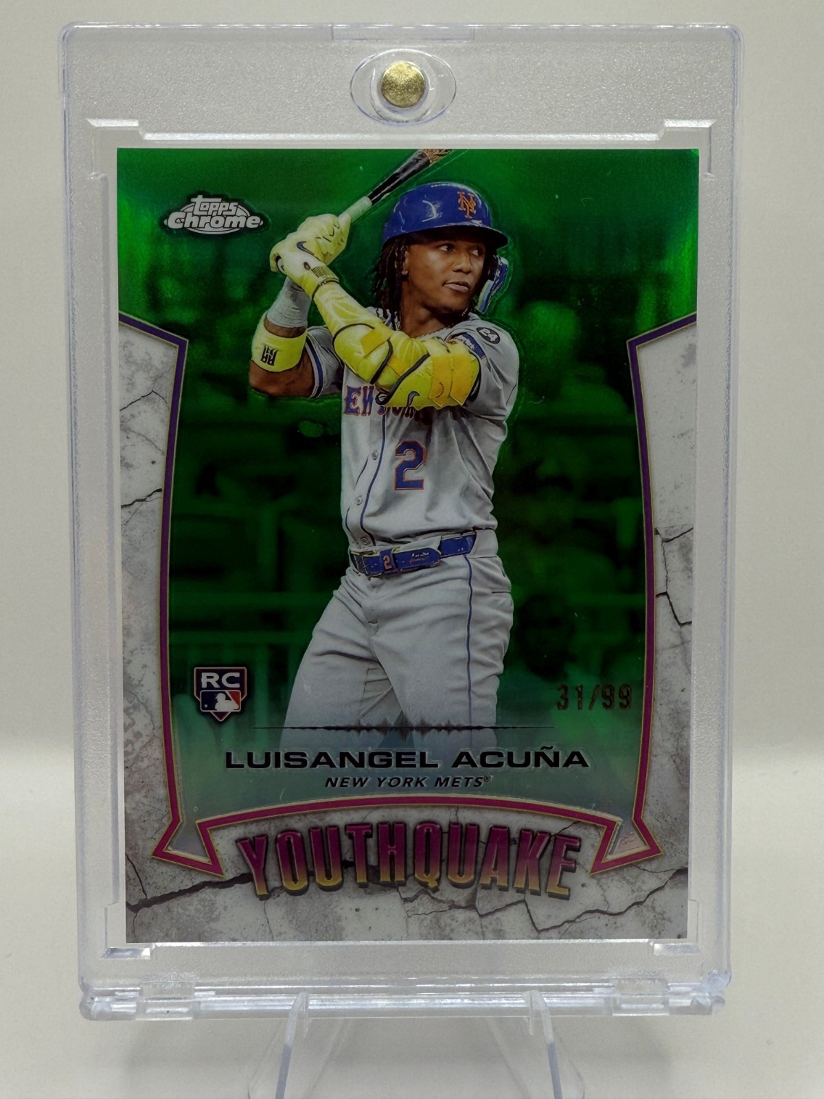 2025 Topps Chrome #YQ-32 Luisangel Acuna (RC) Youthquake Green Refractor /99 Met