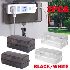 2Pc 220mm*105mm Waterproof Plug Box Plastic Socket Protective Cover Outdoor UK