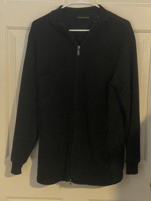 Metropolitan by Lord & Taylor Mens Black Ribbed Zippered Sweater, Size S, Cotton
