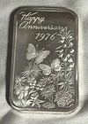 Vintage 1976 Madison Mint Happy Anniversary 1 oz .999 Fine Silver Art Bar Ingot