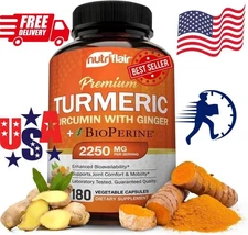 Turmeric Curcumin with Ginger and BioPerine Black Pepper Supplements NutriFlair