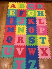 Alphabet Foam Puzzle Play Mat for Kids, Colorful Interlocking Tiles - Berk 1993