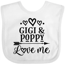 Inktastic Gigi And Poppy Love Me Baby Bib Grandchild Grandkids Girl Girls Infant