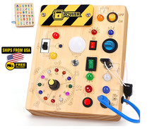 Montessori Toddler Busy Board Wooden Toys for 1-3 Years Old Sensory Toy LED