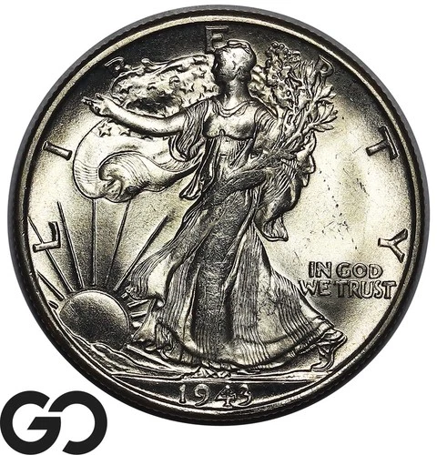 1943-S Walking Liberty Half Dollar Lustrous Superb Gem BU++