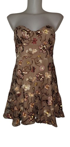 For Love & Lemons Sz M Womens Brown Floral Babydoll Fairy Coquette Whimsy Dress - Picture 1 of 4