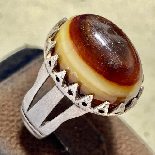 AAA natural yemeni agate aqeeq 925 sterling silver mens ring عيقي جزع بقراني قوي