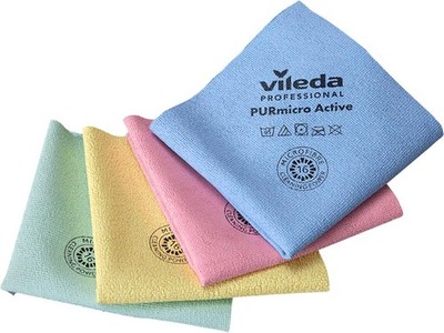 Vileda Professional PURmicro Mikrofasertücher 4er Pack 38x35cm blau - streifenfrei