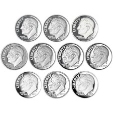 2010-2019 S Roosevelt Dime Gem DCam Proof Run 10 Coin Set CN-Clad
