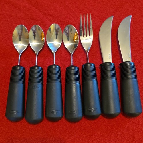 Lot Of 7 OXO Norco Good Grips Weighted Adaptive Silverware Set Eating Utensils 