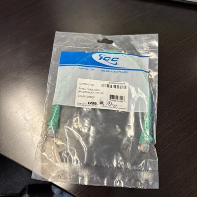 ICC CAT6 Molded Boot Patch Cord - 1 ft Category 6 Network Cable for Network New