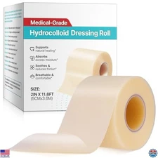 Large Hydrocolloid Roll Bandages 5CM x 3.6M - Waterproof Self-Adhesive Dressing