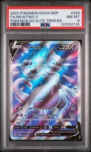2022 POKEMON SWSH BLACK STAR PROMO #229 FULL ART/MEWTWO V PSA 8
