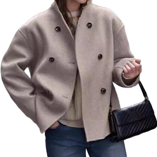 NWT Spring chill COMMENSE Women's taupe beige double-breasted Jacket - Picture 7 of 7