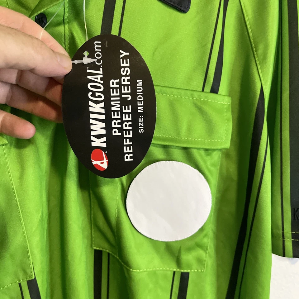 NWT Men's Kwik Goal Premier Referee Jersey Medium Green Short Sleeves Fútbol - Image 2 of 4