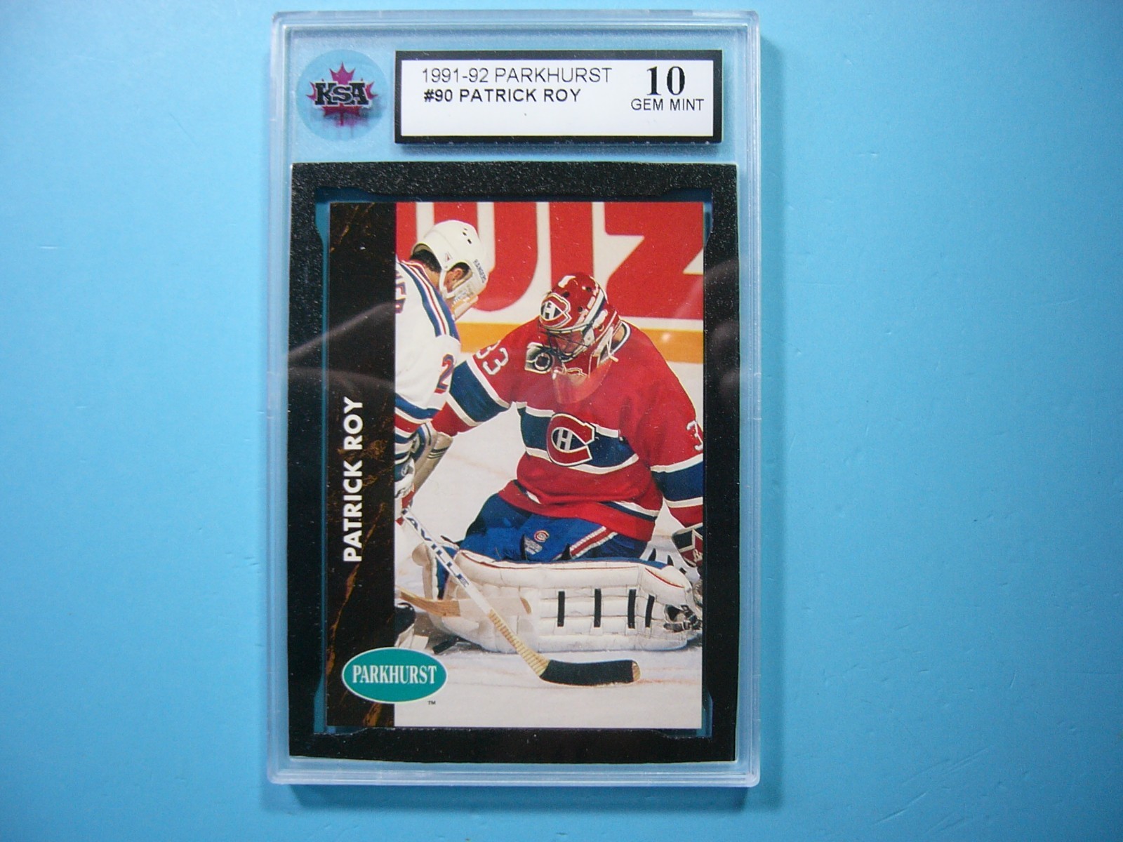 1991/92 PARKHURST NHL HOCKEY CARD #90 PATRICK ROY KSA 10 GEM MINT SHARP+ 91/92