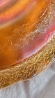3 Vintage Orange Iridescent Carnival Glass Saucers Pattern Rim Beautiful  — photo 4