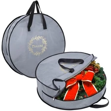 2 Pack Wreath Storage Container, Christmas Wreath Storage Bag with Reinforced...