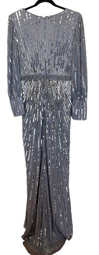 Mac Duggal Gown Dress Womens Size 10 Sequin Wrap Over Bishop Sleeve 5501 $598 - Picture 9 of 19
