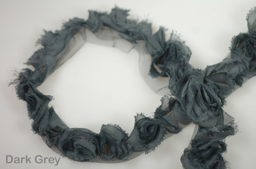 Neotrims Sculptured Crushed Chiffon Soft Roses Trimming on Net Base, By the Yard - Picture 7 of 14