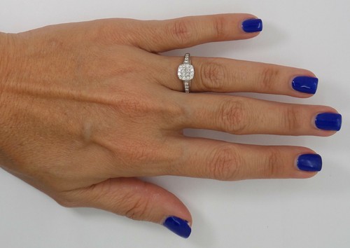 1/2CT Natural Diamond Halo Engagement Wedding Bridal Ring Band 10K White Gold - Picture 11 of 12