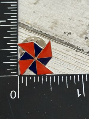 Small Cute Orange Navy Blue Enamel Pinwheel Lapel Hat Pin M1
