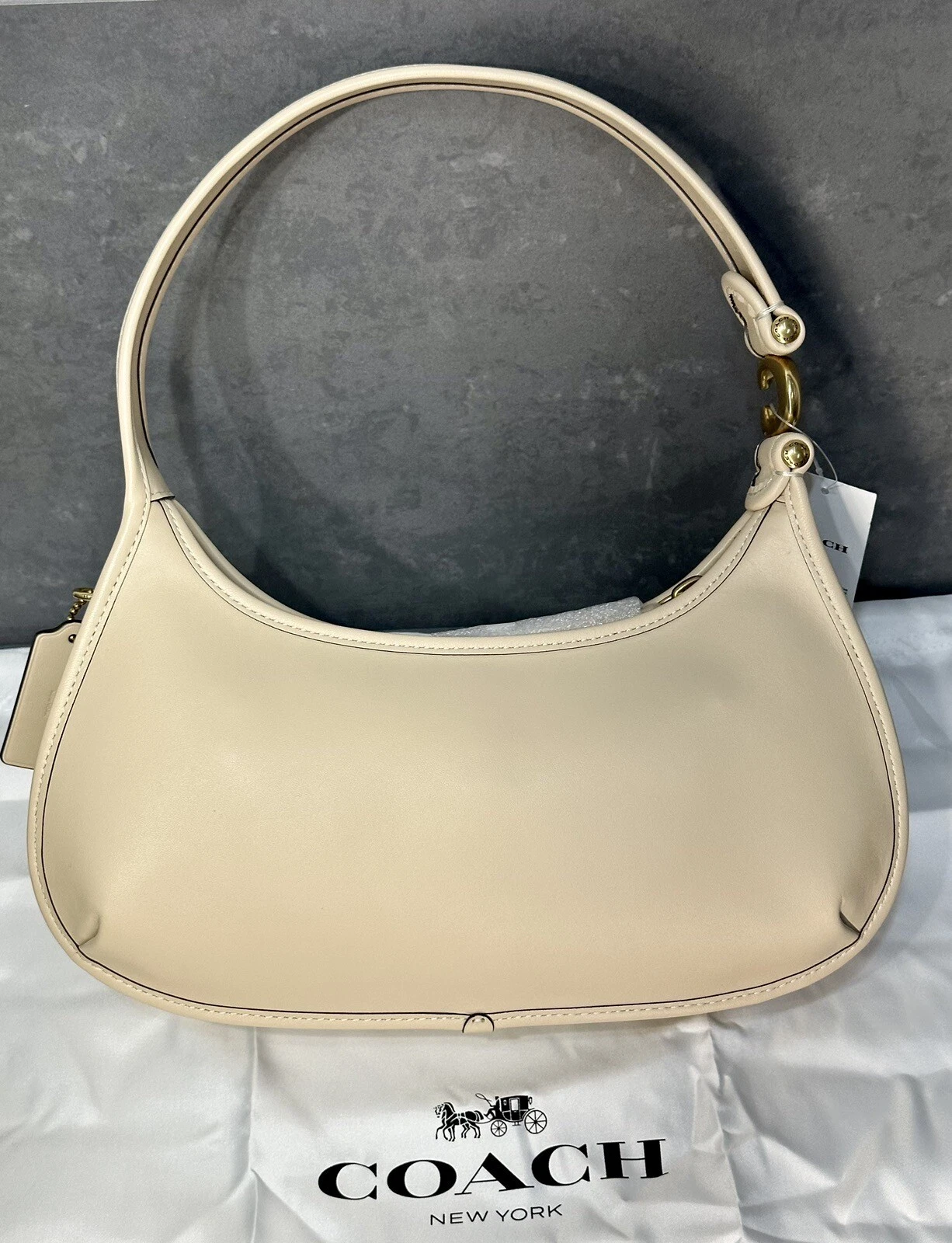 Borsa a tracolla COACH Eve AVORIO In pelle Con Guanti Borsa Hobo CM530 NUOVISSIMA