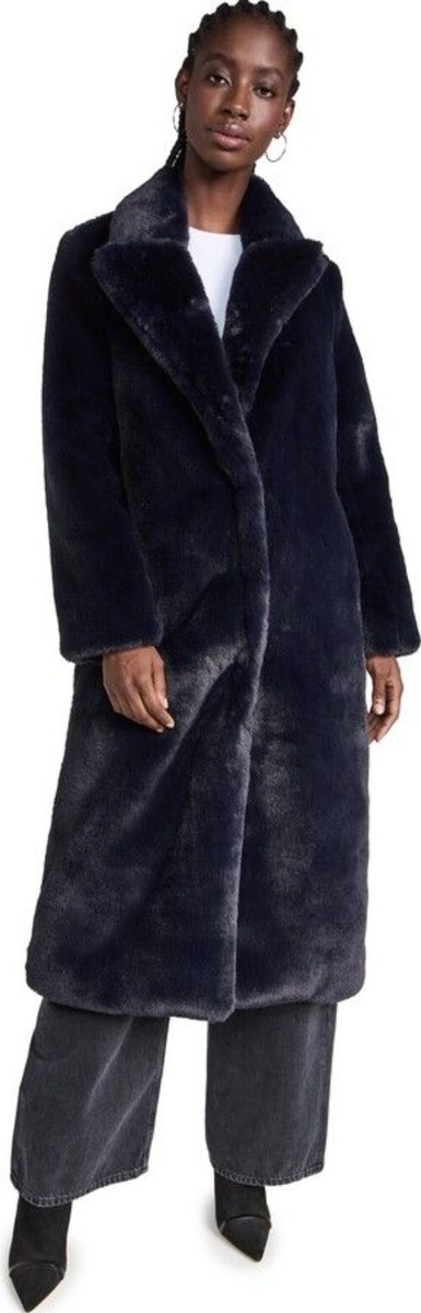 L'Agence Lizbeth Long Faux Fur Jacket in Blue | eBay