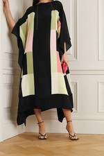 Trendy Silk Crepe Kaftan For Women, Long Soft Silk Crepe Kaftan J5609