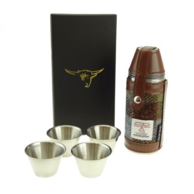 Harris Tweed Luxury 8oz Hunting Flask in MacLeod Tartan HF3500 COL 15 New in Box