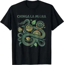 Chinga La Migra Floral Snake Art T-Shirt