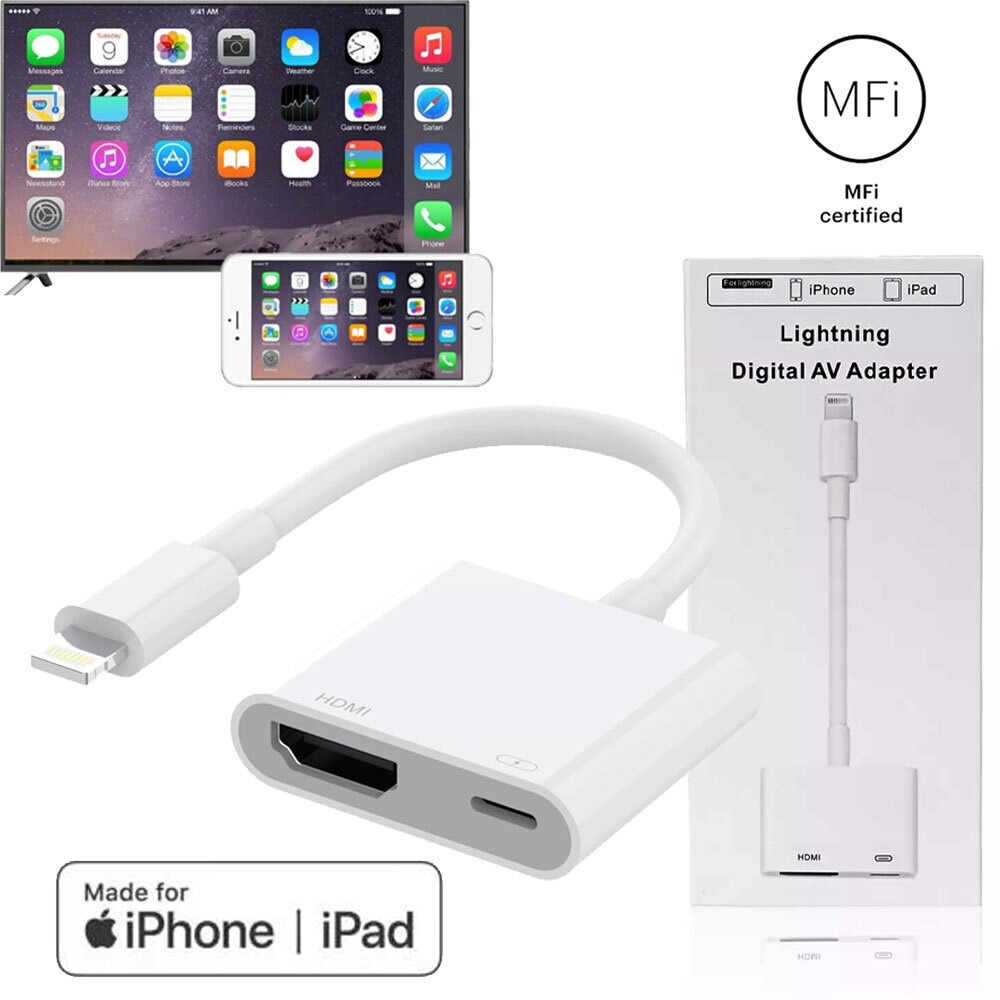 MFi Certified 8-Pin to HDMI Digital TV AV Adapter For iPhone 14 13