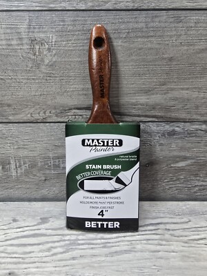 Master Painter Brush 4'' Stain Brush Better Coverage Natural Bristle