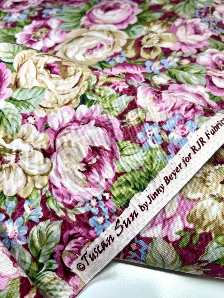 Tela floral Tuscan Sun #5057 de Jinny Beyer para RJR Cabbage Rose 100 % algodón Foto 3 de 4
