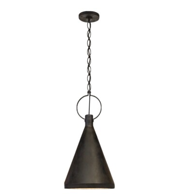 Visual Comfort Limoges Medium Tall Oendant in Natural Rust with Aged Iron 